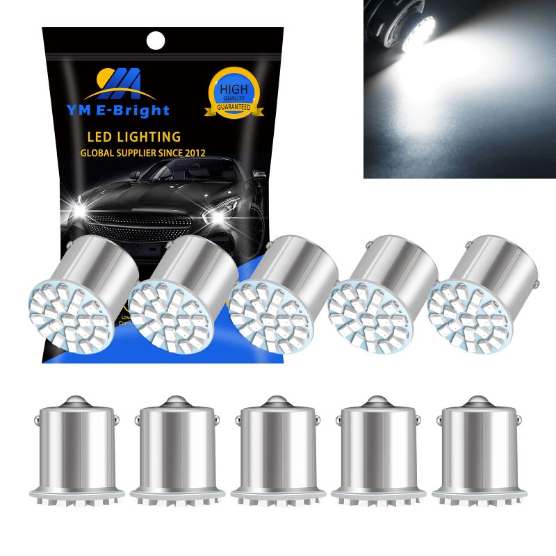YM EBright YM E-Bright 10-Pack Cool White 1156 BA15S 1206 22SMD Led Brake Light Car Turn Signal Light Bulbs DC 12V - Image 1